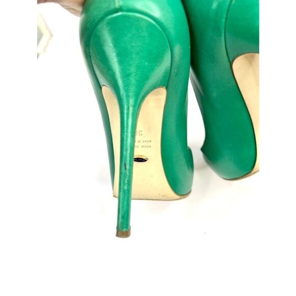 SERGIO ROSSI Green Leather 4 Inch Heel Shoes Size 5.5 (EU 36) - Picture 8 of 14